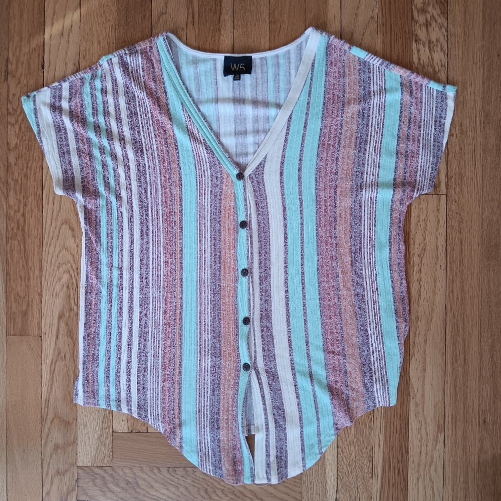 Women's Multicolor Striped Button-Down Shirt